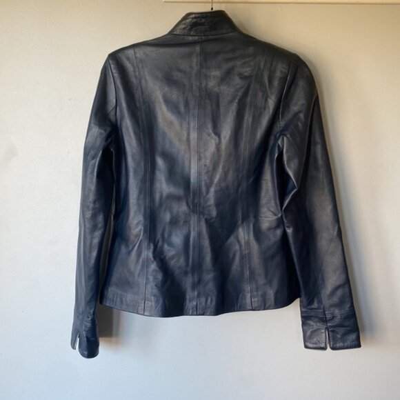 NWOT Rana Piel navy blue leather jacket - Picture 5 of 7